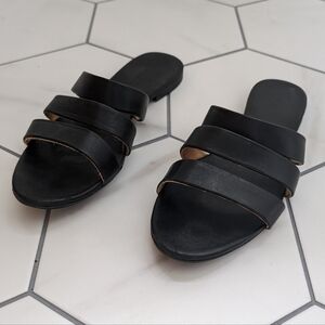 Nisolo 3 strap slides in black leather size 10